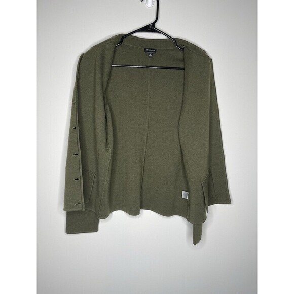 Talbots Military Style Cardigan Jacket Merino Wool Army Green Cozy Women's Sz M - Picture 2 of 8